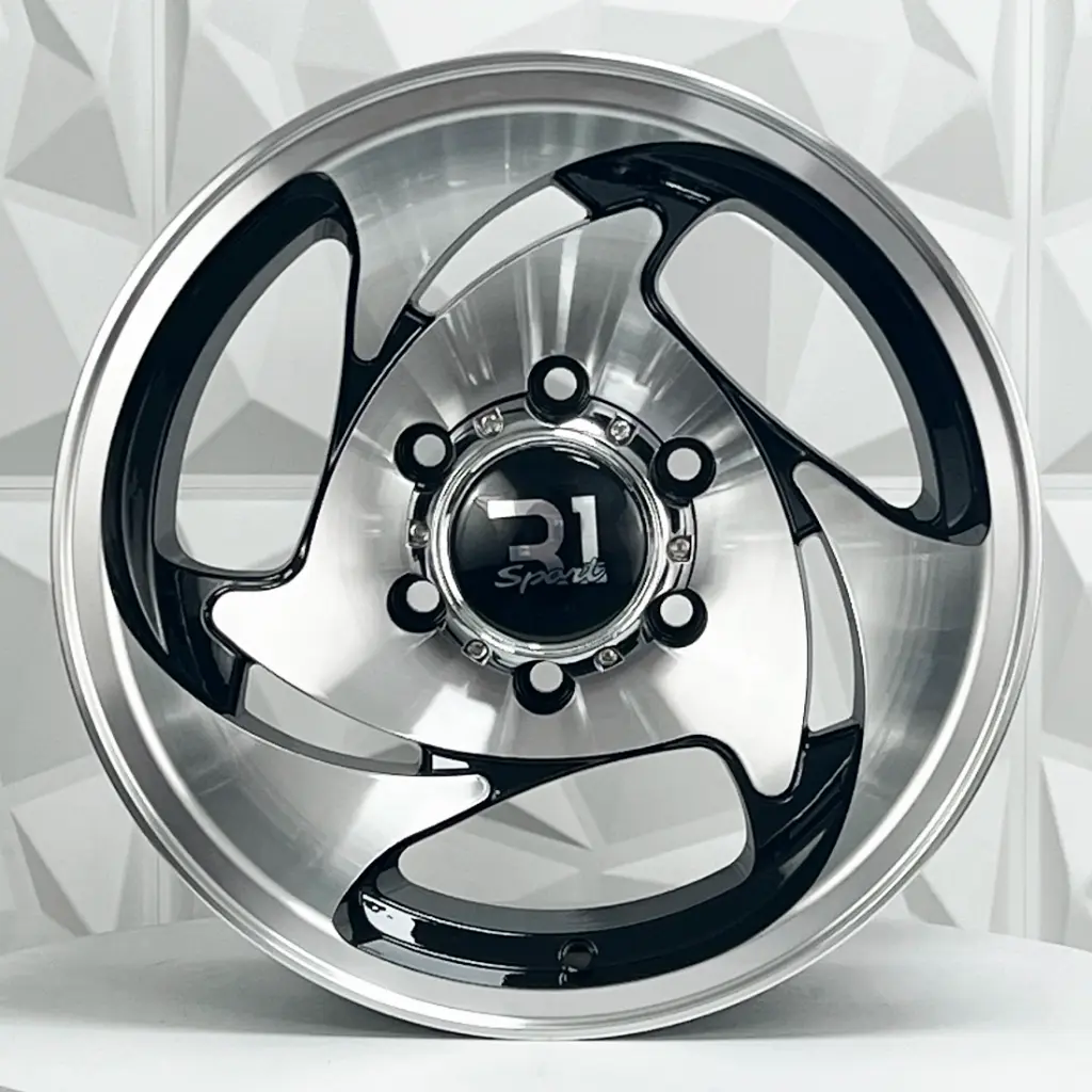 RIN 16X8 5-135 R1 SPORT 1070 BLACK MACHINE FACE MACHINE LIP ET-15 CB87.1